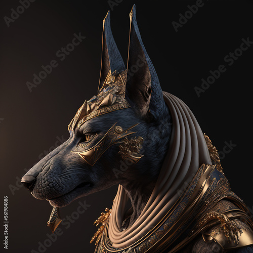 Anubis ancient Egyptian God, 3D render