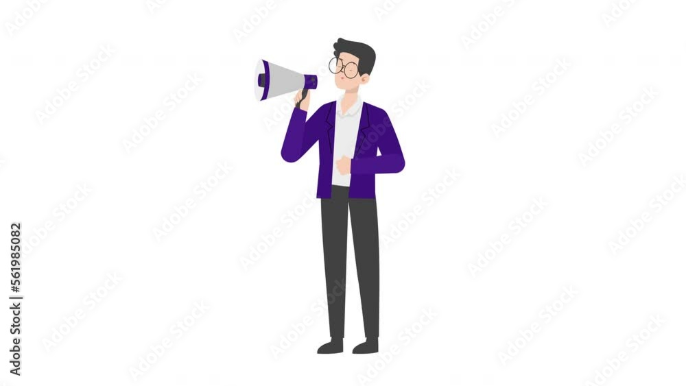 Man Holding megaphone.Businessman presenting character design. Man Holding megaphone.Businessman presenting character design.