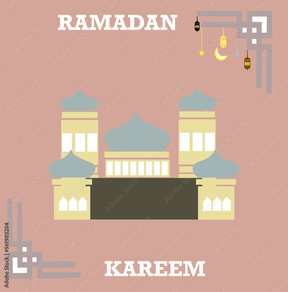 illustration of a building mosque background ramadan kareem.Ramadan Kareem! Eid Mubarak! Islamic holiday vector illustrations, 