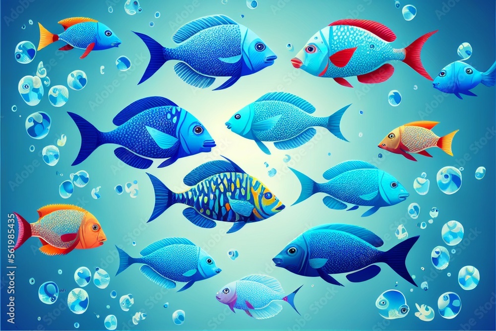 Naklejka premium Marine fish patterns