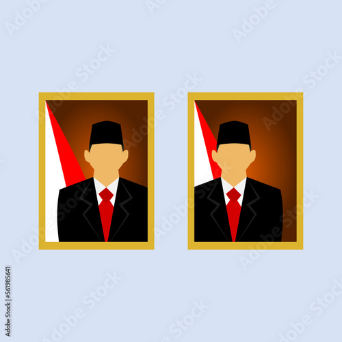 Indonesian president and vice president portraits