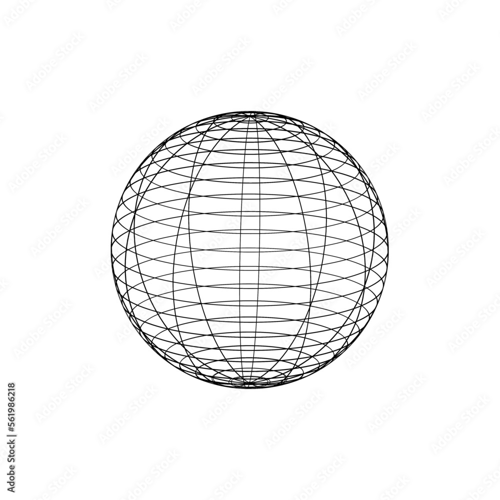 Wireframe sphere. Globe grid frame element. Geometric round net. Outline graphic design element. Wireframe sphere. Globe grid frame element. Geometric round net. Outline graphic design element.