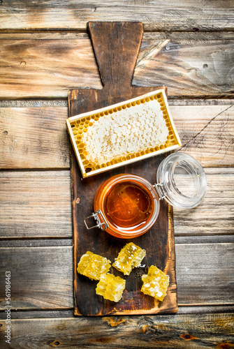 Bee honey on an old Board.