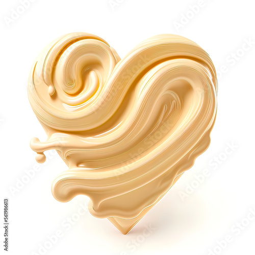 Valentine creamy heart. Cosmetic liquid cream heart shape. Happy Valentine's day.