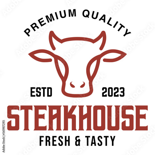 Vintage retro Steakhouse flat design modern logo illustration. vector logo template isolated on white background