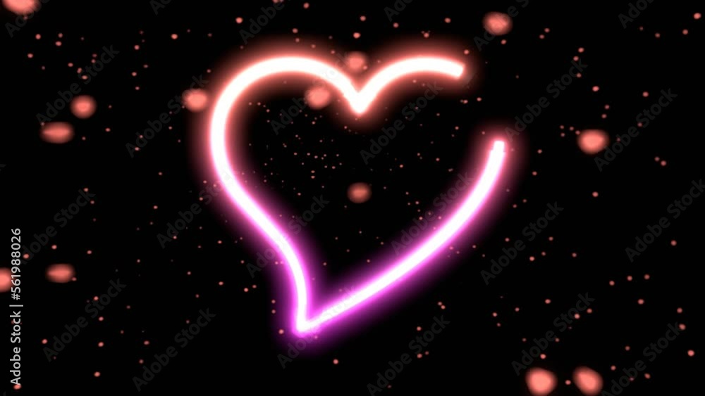 Neon Sign illuminating a heart. 3D rendered animation. Neon Sign illuminating a heart. 3D rendered animation.