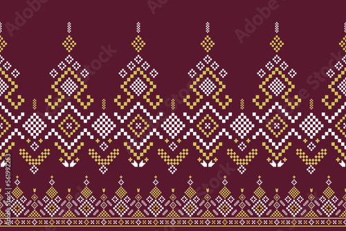 Red traditional ethnic pattern paisley flower Ikat background abstract Aztec African Indonesian Indian seamless pattern for fabric print cloth dress carpet curtains and sarong