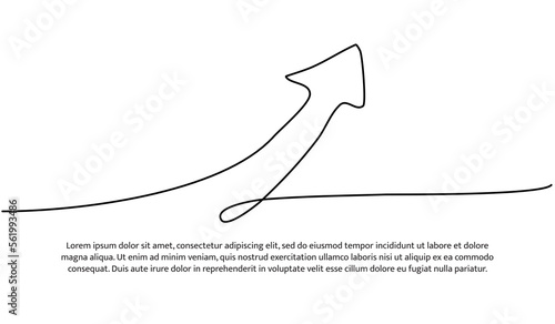 Continuous line design of arrow pointing up. One line decorative elements drawn on a white background.