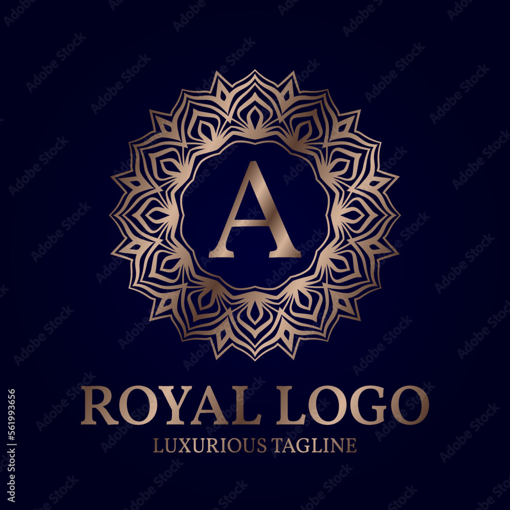 letter A royal circular vector logo design