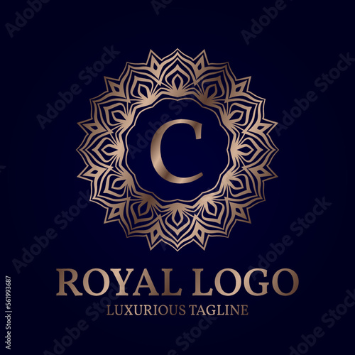 letter C royal circular vector logo design