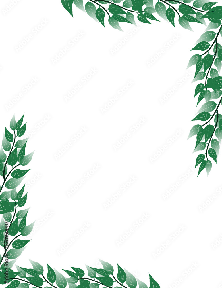 Green Leaves Frames Border Green Leaves Frames Border