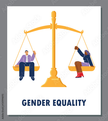 Gender equality in career and profession banner or poster vector illustration.