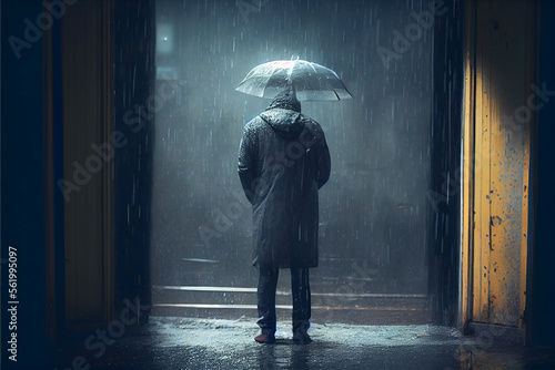 Valokuva sad man in the rain