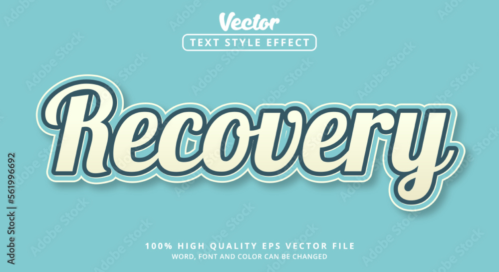Editable text effect, Recovery text with colorful style and vintage style