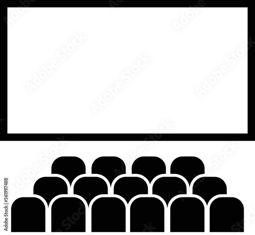 Cinema hall icon on white background. movie theater entertainment screen. Performance theatre stage. flat style.