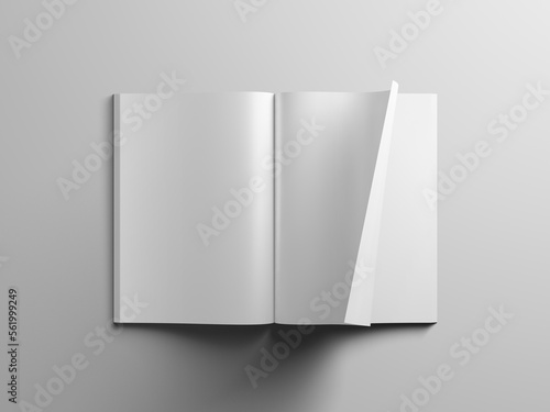 Blank pages mockup on gray background