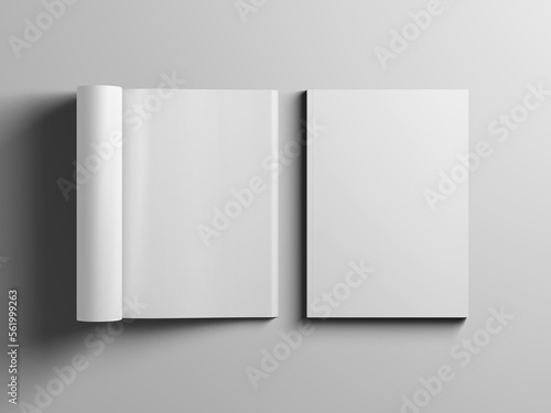 Blank pages mockup on gray background