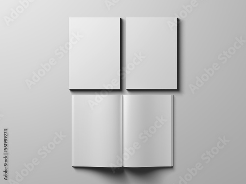 Blank pages mockup on gray background