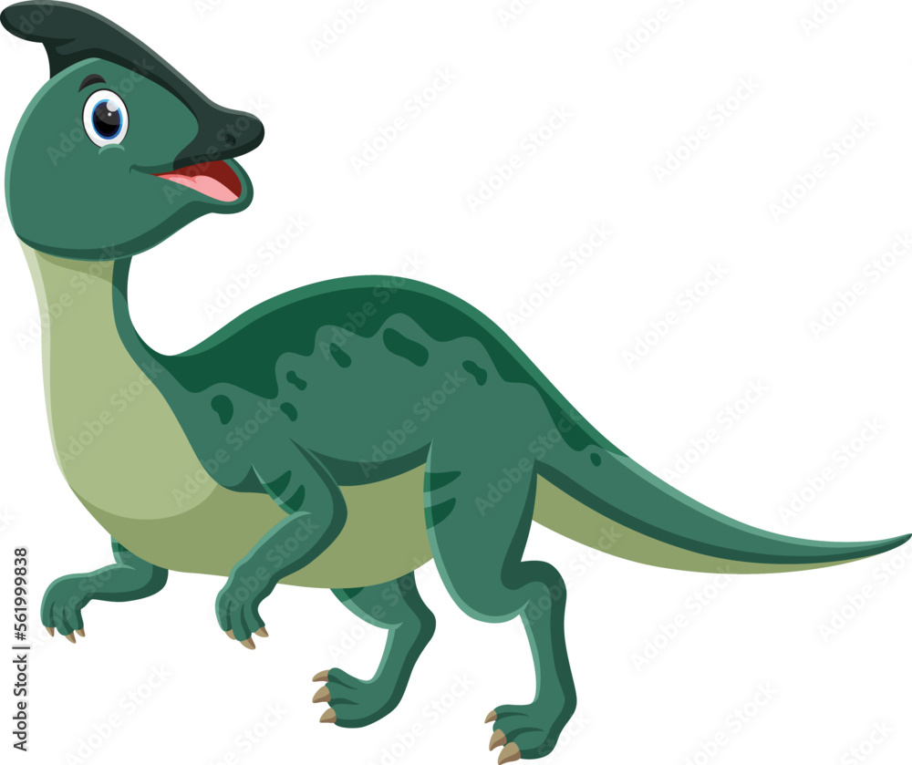 Fototapeta premium Cartoon Dinosaur Parasaurolophus isolated on white background