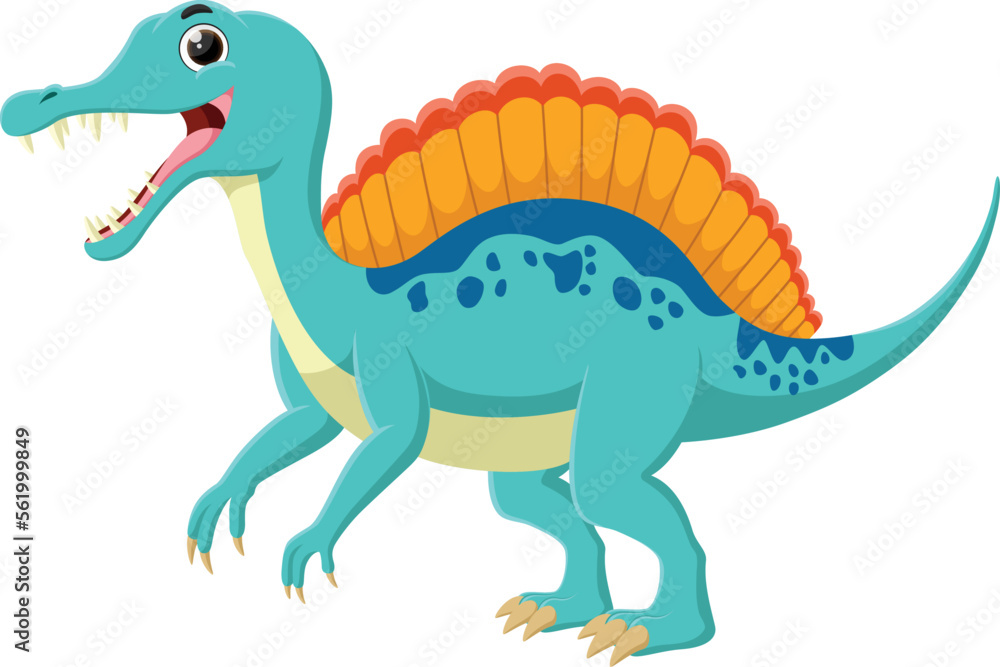 Cartoon funny spinosaurus isolated on white background Stock Vector ...