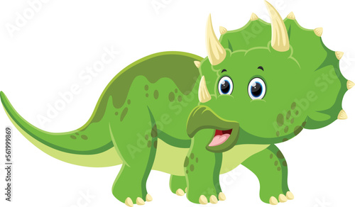 Cartoon Dinosaur Triceratops isolated on white background