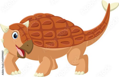 Cartoon Cute ankylosaurus isolated on white 