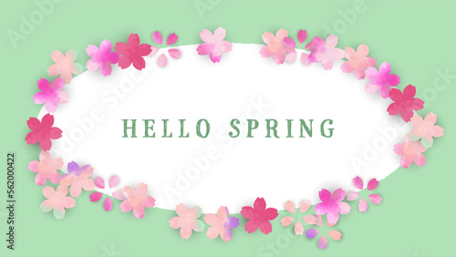 水彩の桜の花びらで囲んだ春の背景バナーテンプレート © allstar