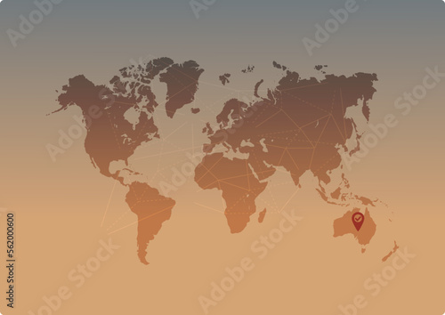 World map with airplane vector illustration airplane route on airplane route route map Earth map, orange planet reaching destination and global warming sheet