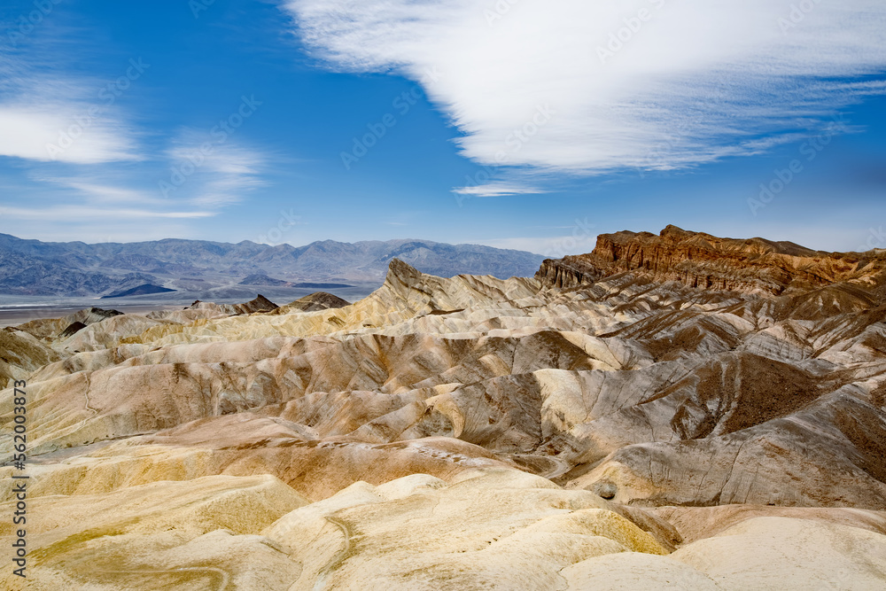 Stunning view of famous Zabriskie Point in Death Valley National Park, California, USA