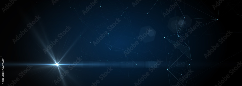 Fototapeta premium Abstract futuristic - technology with polygonal shapes on dark blue background. Design digital technology concept. 3d illustration.