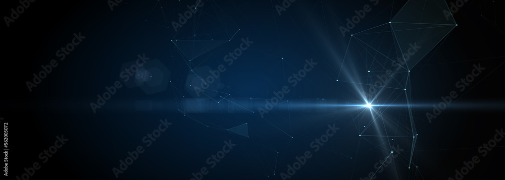 Obraz premium Abstract futuristic - technology with polygonal shapes on dark blue background. Design digital technology concept. 3d illustration.