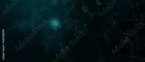 Abstract futuristic - technology with polygonal shapes on dark blue background. Design digital technology concept. 3d illustration. © photon_photo