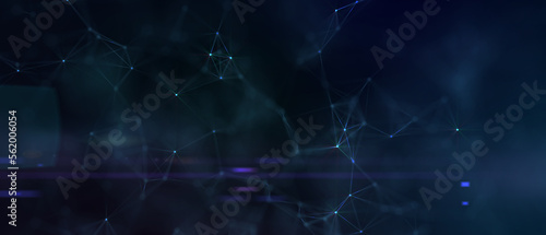 Abstract futuristic - technology with polygonal shapes on dark blue background. Design digital technology concept. 3d illustration. © photon_photo