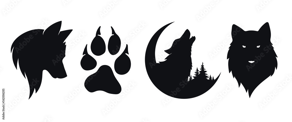 Wild head wolf fierce face logo design, vector set Wild head wolf fierce face logo design, vector set