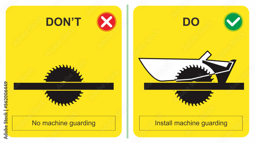 Workplace safety do's and dont's vector illustration. Moving and