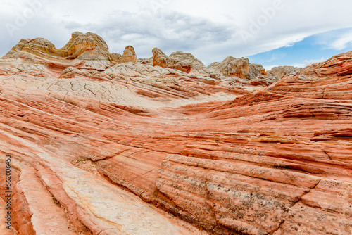 Mindblowing shapes and colors of moonlike sandstone formations in White Pocket, Arizona, USA.