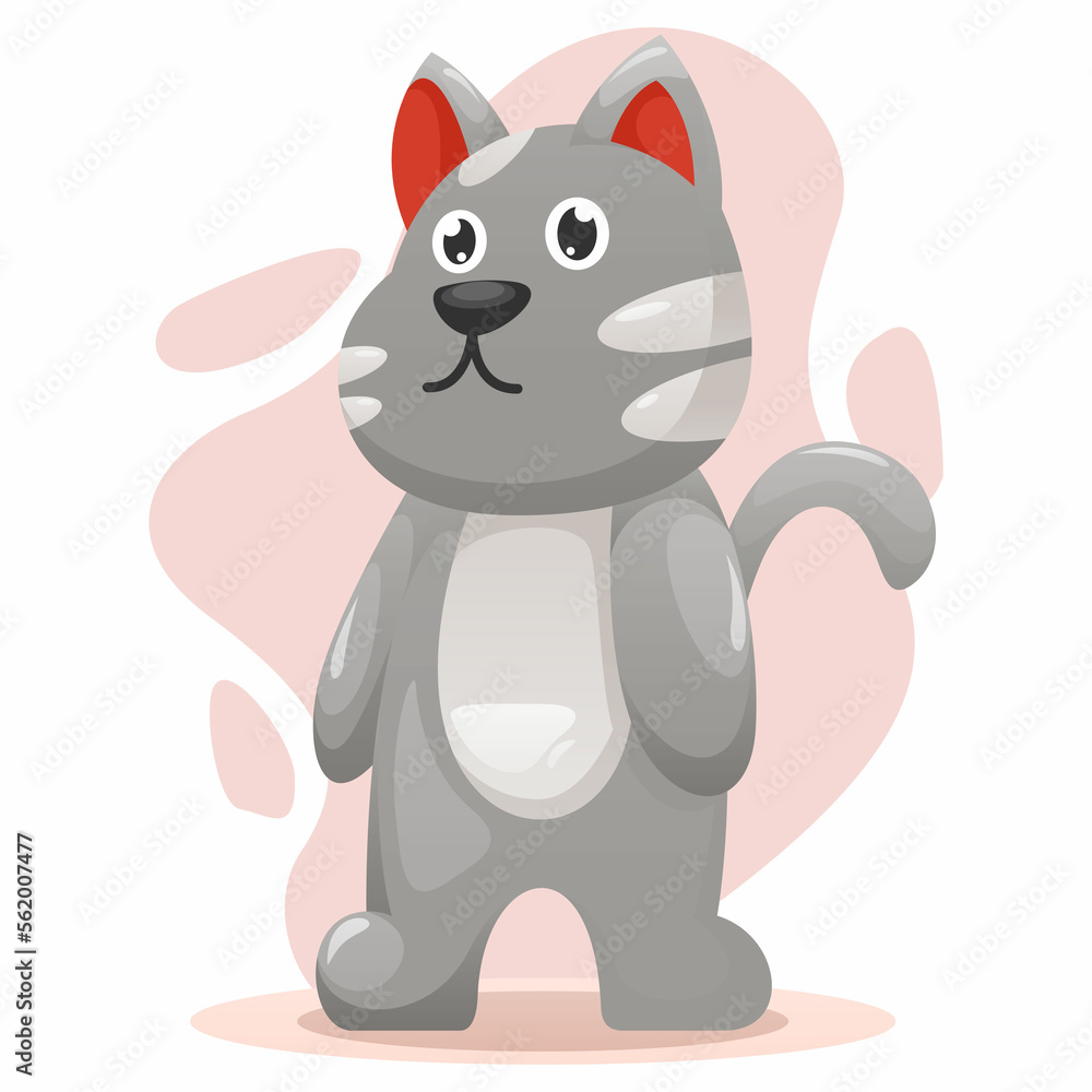 Fototapeta premium cute cat illustration logo design 