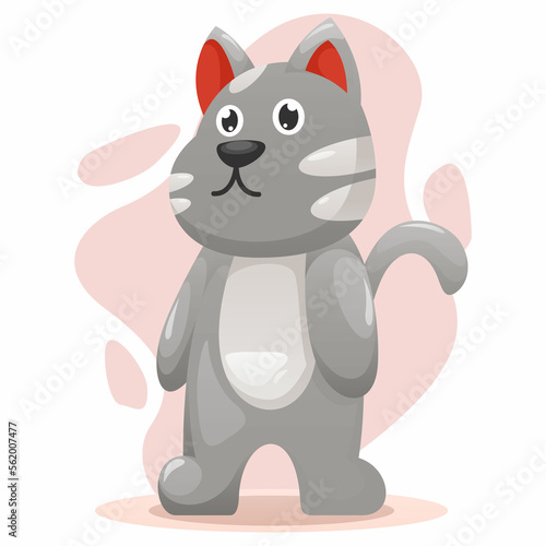 cute cat illustration logo design 
