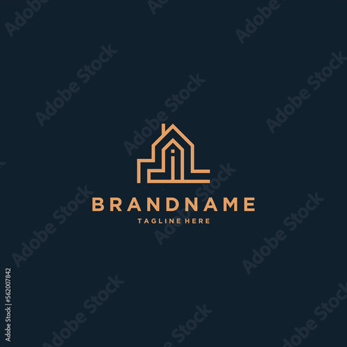 Abstract initial letter I house shape logo design template