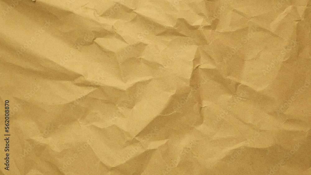 Obraz premium Recycle Paper Texture background. Crumpled Old&nbsp;kraft paper abstract shape background with space Yellow crumpled paper for text high resolution.