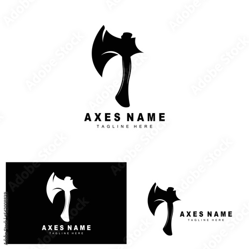 Ax Logo Design, War Tool Illustration and Woodcutter Vector