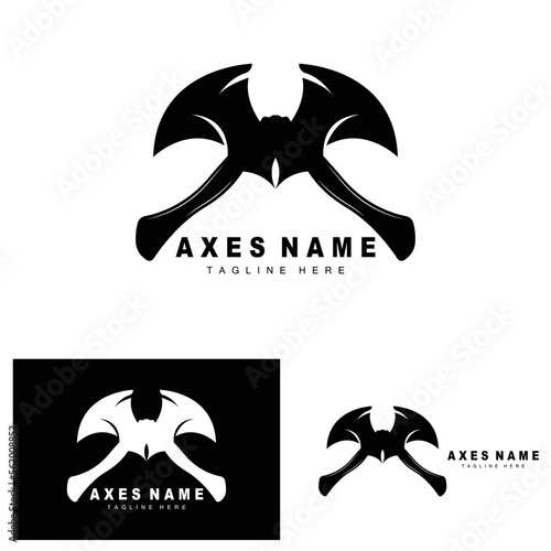 Ax Logo Design, War Tool Illustration and Woodcutter Vector