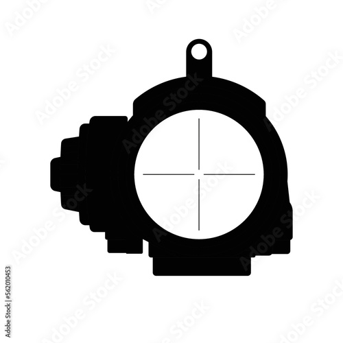 Tactical Scope Silhouette. Black and White Icon Design Element on Isolated White Background