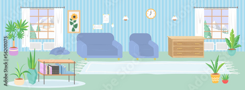Vector home living room interior flat design
