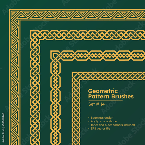 Set of Geometric Pattern Brushes and Beautiful Greek Borders Design