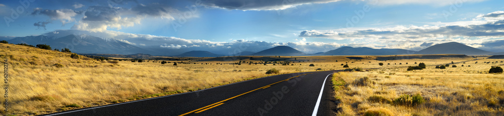 Beautiful endless wavy road in Arizona desert, USA - obrazy, fototapety, plakaty 