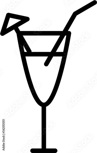 Cocktail Drink Outline Icon Vector Illustration 