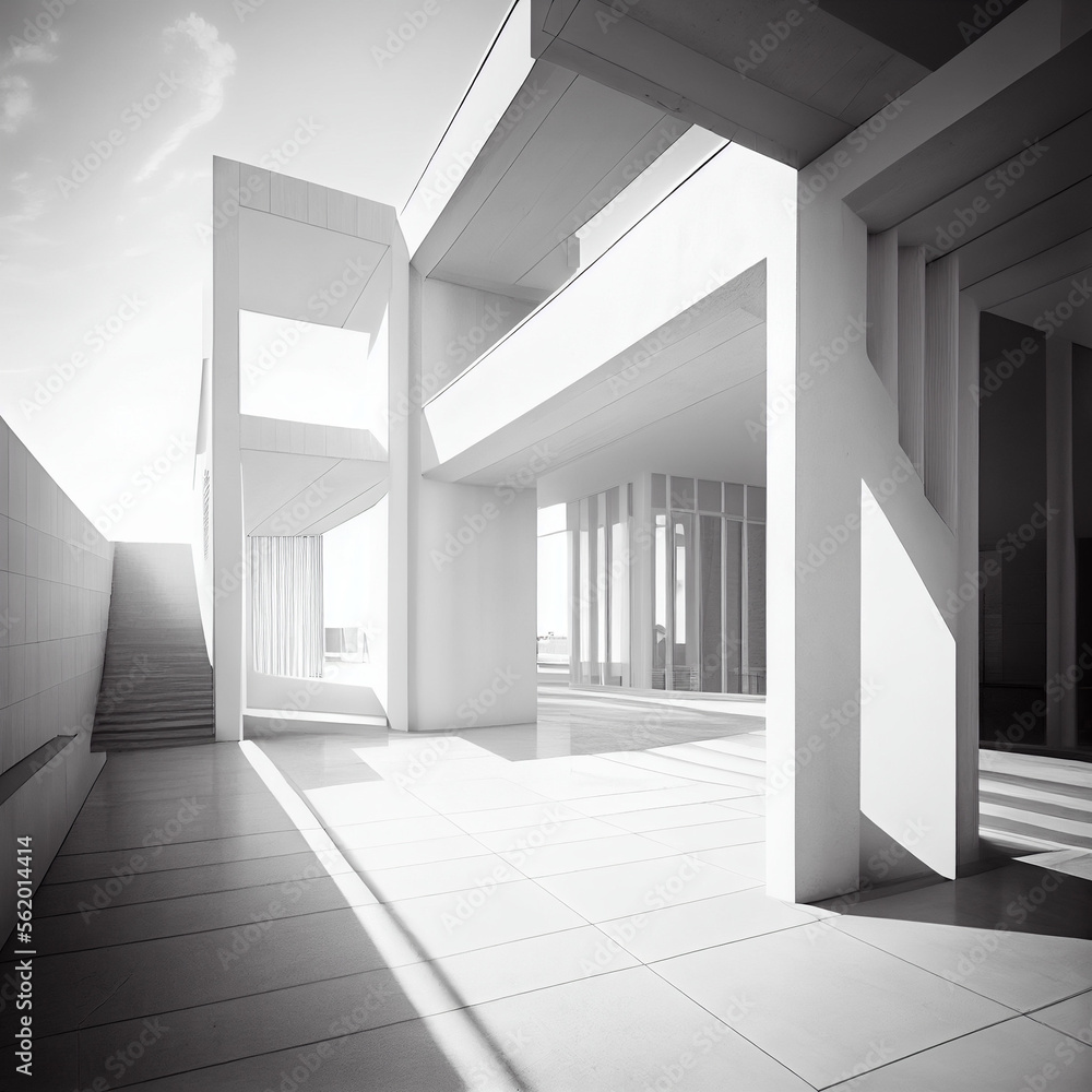 Fototapeta premium Image of a minimalist architectural design, with clean lines and natural light and light colors