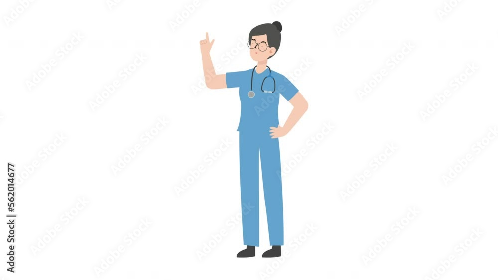 Female doctor pointing finger up Female doctor pointing finger up