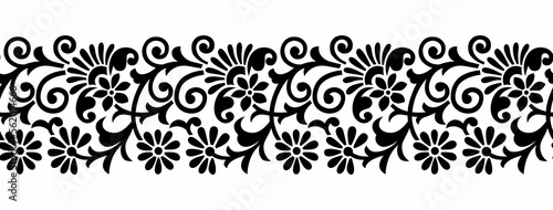 Vector lacy border with flower and paisley photo